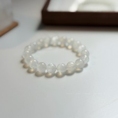Natural White Crystal Bracelet Set – White Labradorite 13.7mm / Rainbow Moonston