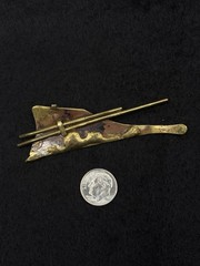 Czech Early 90s Brutalist Constructivist-inspired Brass Brooch Pin