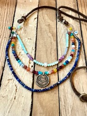 NEW: Inspired by Sundance Catalog: 3 strand Happy Heart 💖 stone Necklace