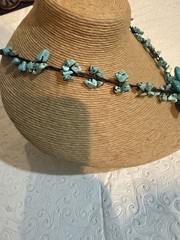 Handmade Turquoise Stone Flower Statement Necklace Boho Choker Cascade Fringe