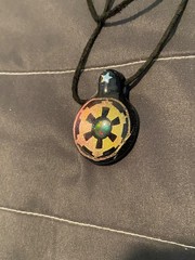 Handmade Glass Pendant Necklace Opal Inlay Galactic Empire Star Wars Inspired