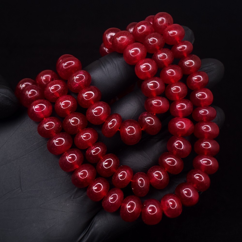 3 Strand Wonderful Striking 1228.00 Cts Red Ruby Necklace Jewelery VK 35 E615