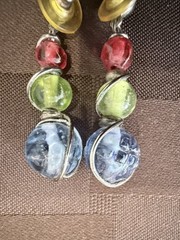 Handmade Wire Wrapped Glass Bead Drop Earrings – 15/8″P