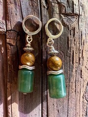 Indian Agate Dangle Earrings With Picture Jasper And Silver Spacers