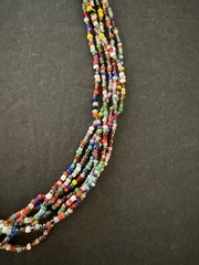 6 Strand Multicolor Glass Seed Beads Necklace Cloth Tie