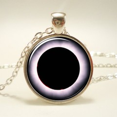 Solar Eclipse Necklace, Sun And Moon Science Jewelry, Sci Fi Pendant (1545S1IN)