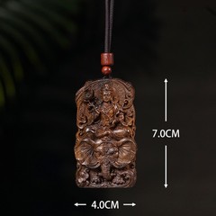 Agarwood Pendant Buddha Statue Necklace Amulet Gift—Natural Wood Carving