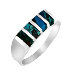 King Solomon Ring Sterling Silver Blue Green Eilat Stone Israeli Jewelry