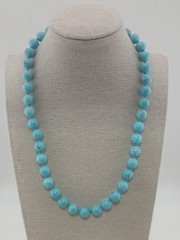 BARSE gold tone hand knotted genuine blue dyed magnesite 10mm beaded necklace