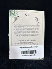 Tagua Nut Earrings Gray/Pink/Blue Unique Gift Handmade 100% Natural Ecuador L9