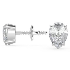 3 Ct Pear Cut Basket Stud Diamond Earrings VS1 D Screw Back White Gold