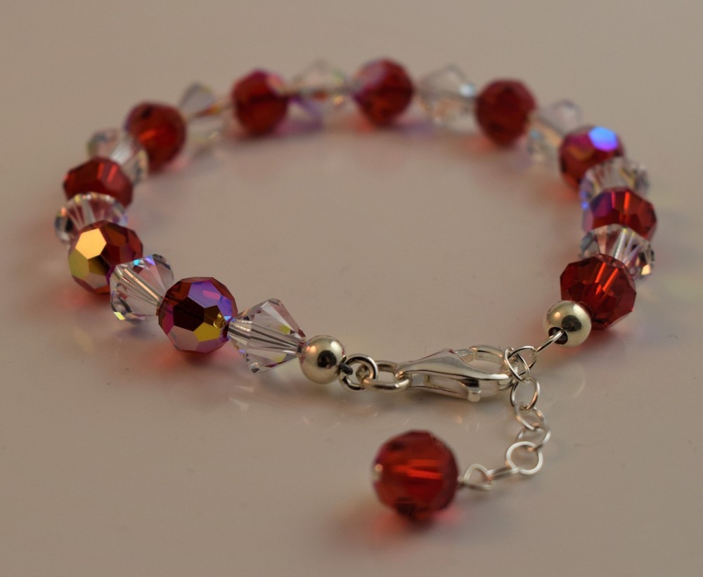 Christmas Red Color Bracelet made w/ Swarovski Crystal Elements 8mm Round Bicone