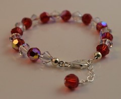 Christmas Red Color Bracelet made w/ Swarovski Crystal Elements 8mm Round Bicone