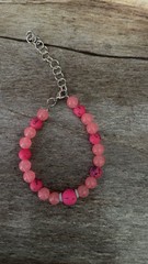 Handmade Beaded Glass Acrylic Bracelet Barbie Core Pink Vibrant Adjustable Gift