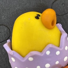 1” handcrafted miniature chick In Purple Polka Dot Egg 🥚 figurine Pin