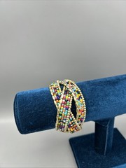 SPUNKY-soul Bracelet Boho Colorful Multi-Layer Heishi and Gold Bead Wrap