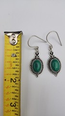 Malachite Earrings In Sterling Silver Jewelry Handmade 1.75″ Long.