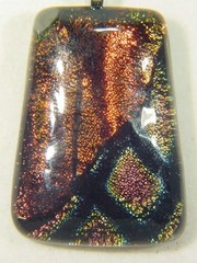 BUTW Gorgeous Dichroic Glass 43mm 2Tone Rectangle Pendant w/ 18″ SP Chain 8729D