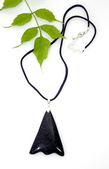 Blue Sun Stone Sunstone Pendant Necklace Gothic Statement Dark Fairy Jewelry