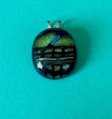 Dichroic Glitter Glass Multi-Wave Color Blue Green Gold Black Iridescent Pendant