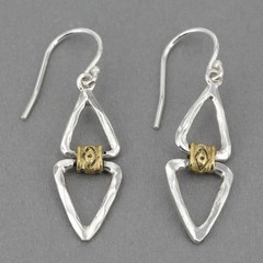 Retired Silpada Small Sterling Silver & Brass DOUBLE UP Dangle Earrings W3501