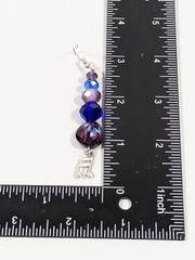 Artisan Blue Purple Art Glass Music Note Charm Stacked Bead Dangle Earrings
