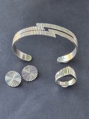 VTG Taxco «2 Trees» TS-30 925 Modernist Cuff, Ring. Earrings Married Suite
