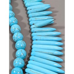 Heavy Faux Turquoise Fringe Necklace 23″ Western Boho Statement
