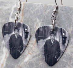 Black, Gray and White Bob Dylan Guitar Pick Earrings