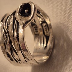 Signed Israel Calla Lily Ring Sterling Silver Woven Band Sz 10 Flower Statement