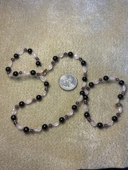 Necklace Bracelet Beaded Rose Quartz Amethyst Black Tourmaline 14KT Gold