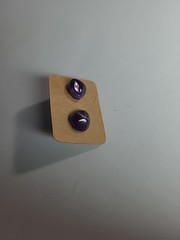Handmade Amethyst Crystal Stone Stud Earrings Surgical Steel