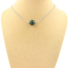 Necklace 1 Malachite Pearl from Congo Quality 7A 8 mm. Steel Chain Necklace Fem