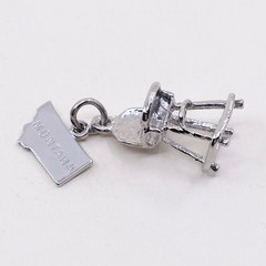 Vintage baby high chair sterling silver handmade pendant, 925 charm
