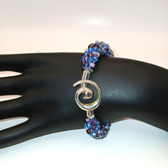 Jewelry Bracelet Kumihimo Braided Blue & Purple Seed Beads Handmade 7.5 in