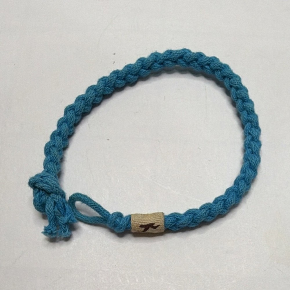 Hollister Blue Braided Fabric Bracelet Adjustable Tie Unisex Adults long: 8”