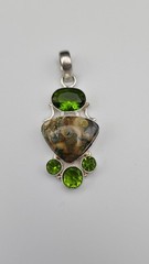 Jasper & Peridot Pendant In Sterling Silver 2.3″ Long