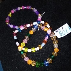 Three Strand Stretch Bracelets Multi-colored. Sizes-6″. Item# A105 .