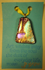 Art Glass Pendant Multicolor Dichroic Metallic Trapezoid Chunky Statement NWT