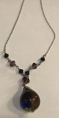 sterling silver necklace 925 glass pendant 18” chain Artisan made Jewelry S24