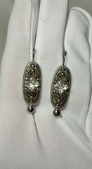 Michal Golan Silver Tone Oval Hook Crystal Earrings