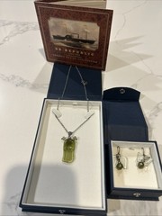 18 Inch Bottle Glass Necklace With Pierced Earrings ￼