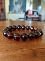 Hessonite GARNET bead bracelet MEN Stretch 12mm 7 7.5 8 8.5 inch
