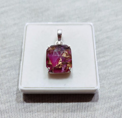 Beautiful RedCopper Quartz Gemstone Pendant Sterling Silver Handmade Cut Jewelry