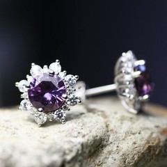 Lab Made Color Change Alexandrite Earrings Sterling Silver 925 , June Birthstone