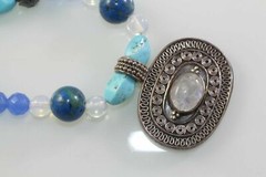 Vintage Blue Sterling Silver Necklace Eilat Turquoise Moonstone