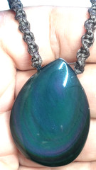 Obsidian rainbow from Mexico hand braided, adjustable necklace fit any size.