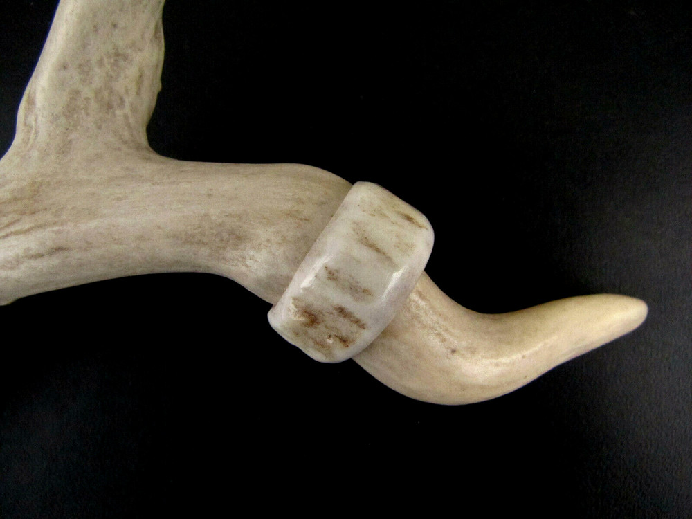 HANDCRAFTED OOAK SHED DEER, ELK ANTLER RING,SIZE 9 1/4, R-13