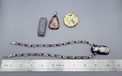 Fused Dichroic Glass Necklace Pendants Lot Of 4 Pink Blue Gold Black Red Tones