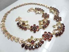 ANTIQUE 14K MALAYA GARNET Necklace/Bracelet 68.5 Cts;84.7gr/Appraisal 13,880.USD